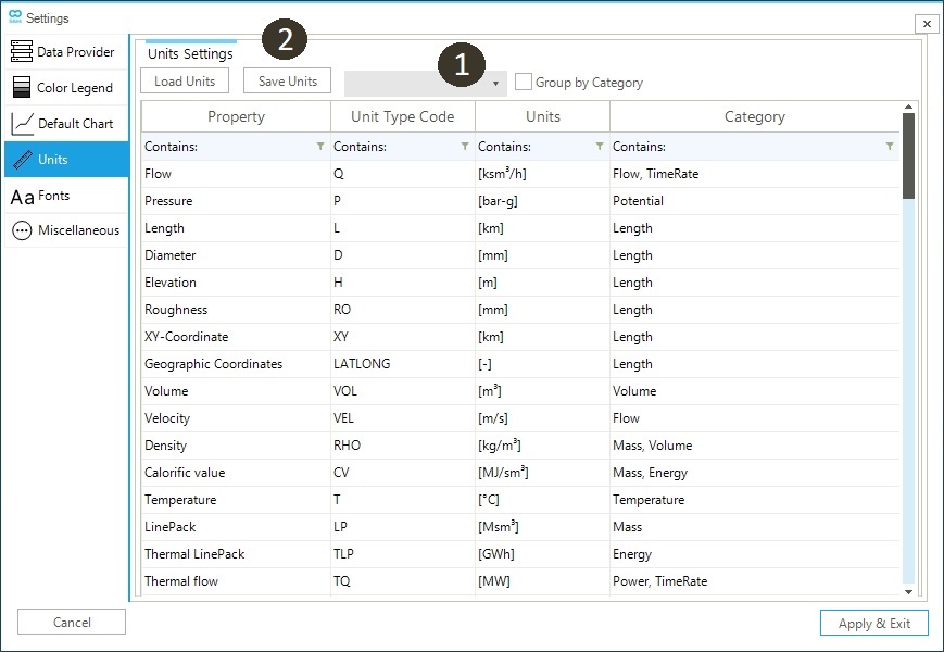 settings units 00